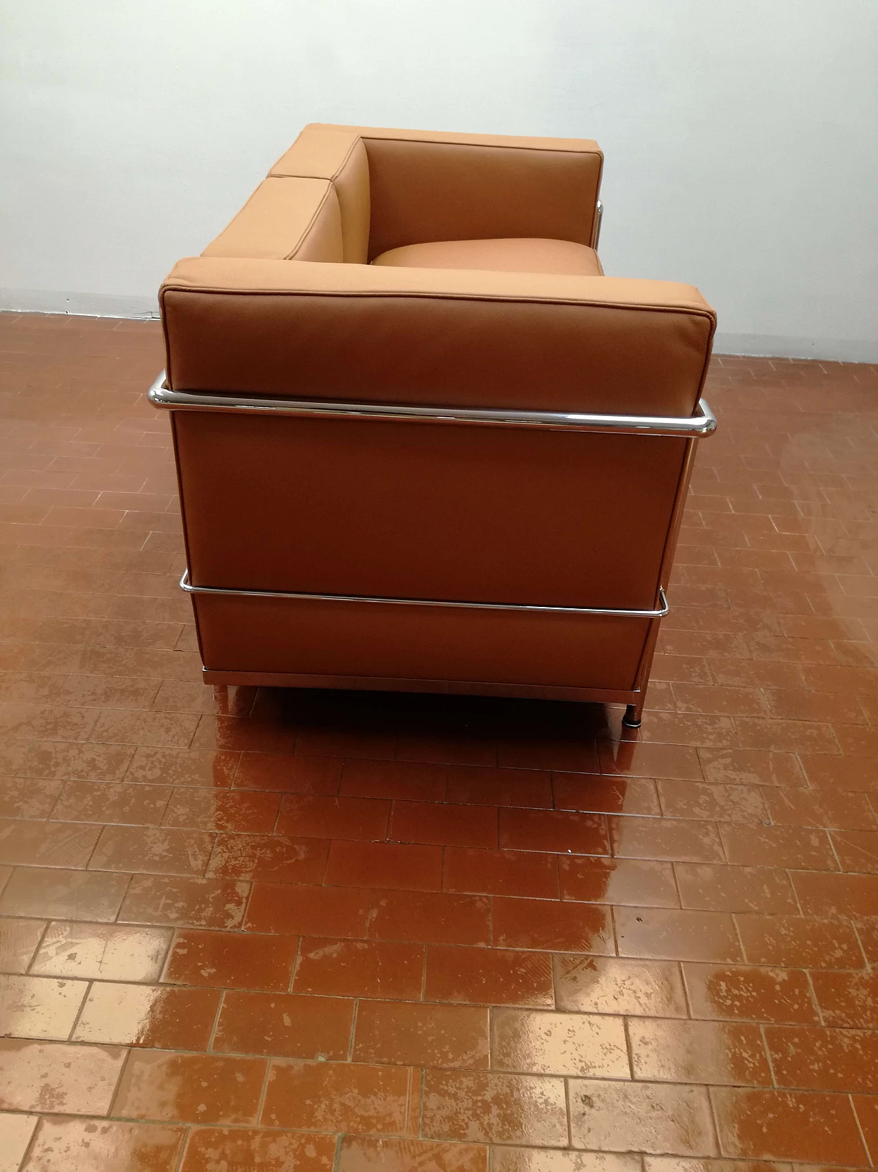 Leather and steel sofa 1176217