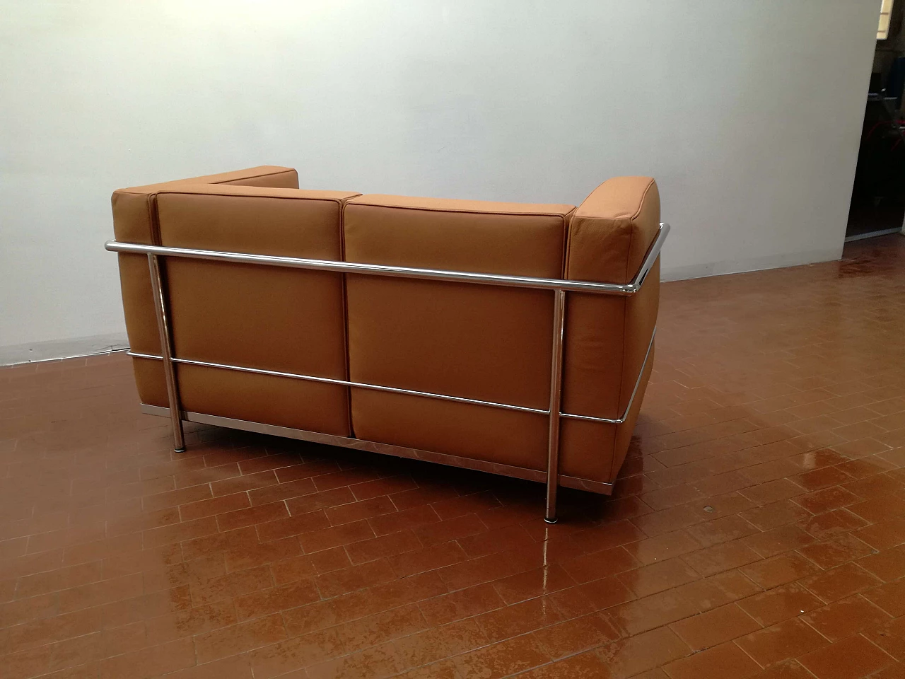 Leather and steel sofa 1176219