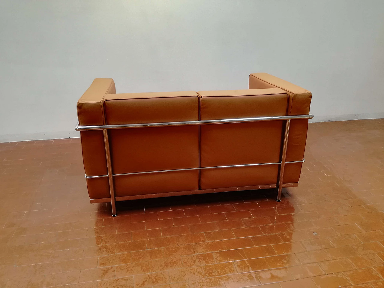 Leather and steel sofa 1176220