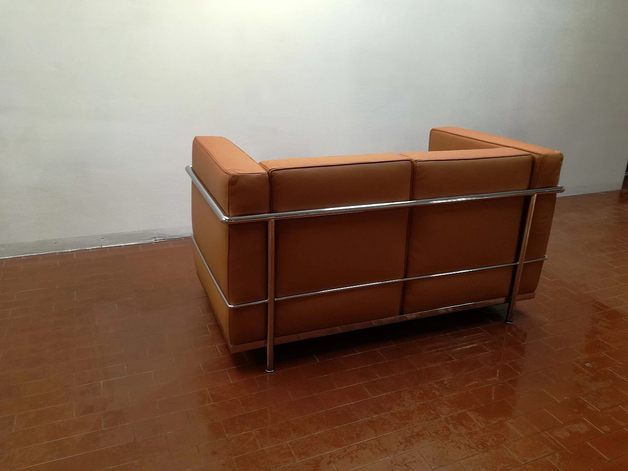 Leather and steel sofa 1176221