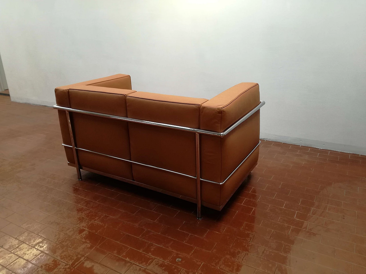 Leather and steel sofa 1176222
