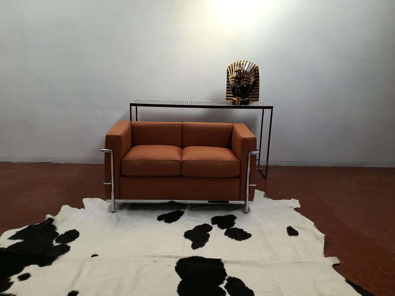 Leather and steel sofa 1176225