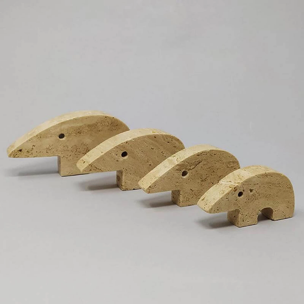 4 Anteaters in travertine marble by Enzo Mari for Fratelli Mannelli, 1970s 1176321