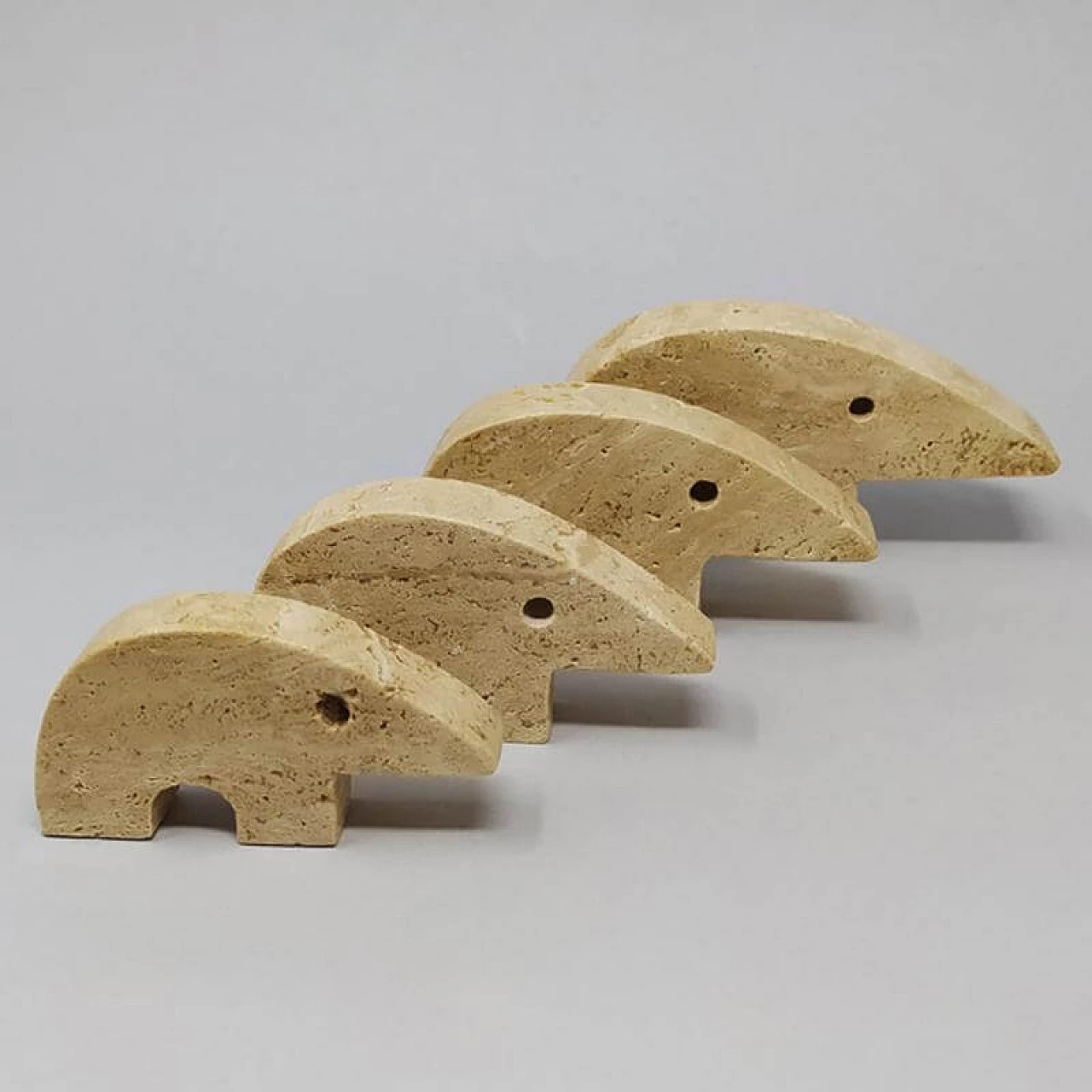 4 Anteaters in travertine marble by Enzo Mari for Fratelli Mannelli, 1970s 1176330