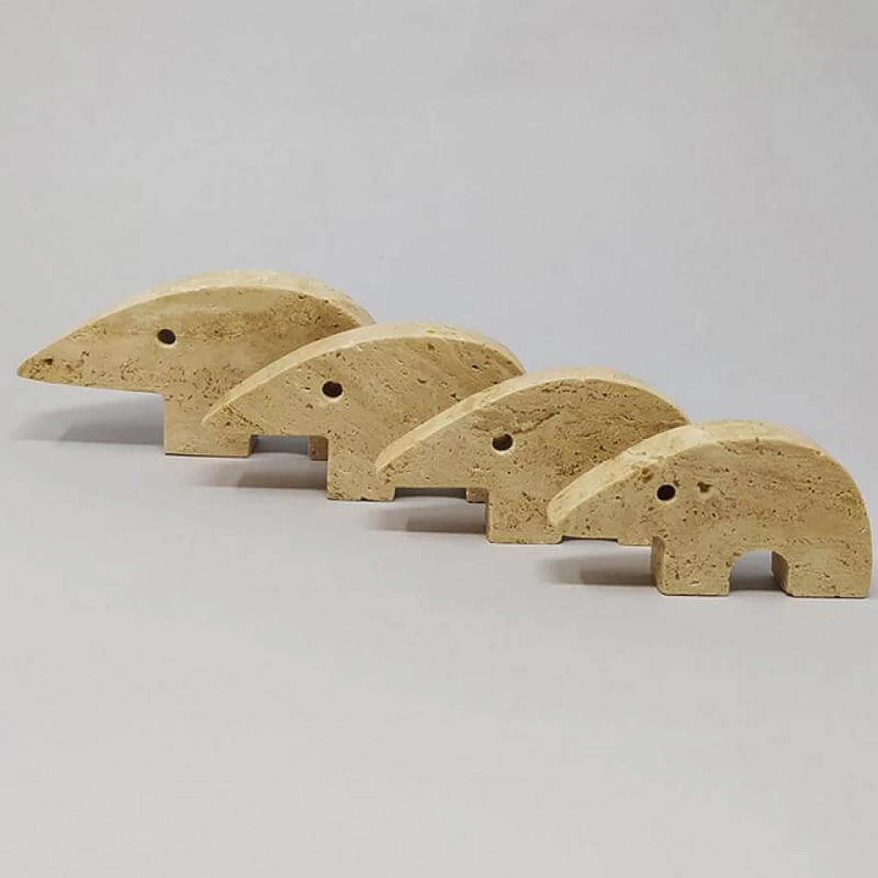 4 Anteaters in travertine marble by Enzo Mari for Fratelli Mannelli, 1970s 1176331