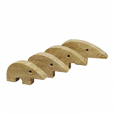 4 Anteaters in travertine marble by Enzo Mari for Fratelli Mannelli, 1970s