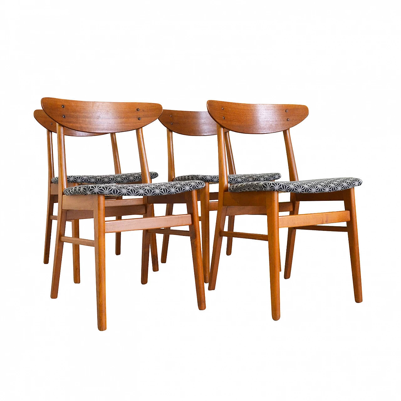 4 Danish teak and beech chairs, 60's 1176396