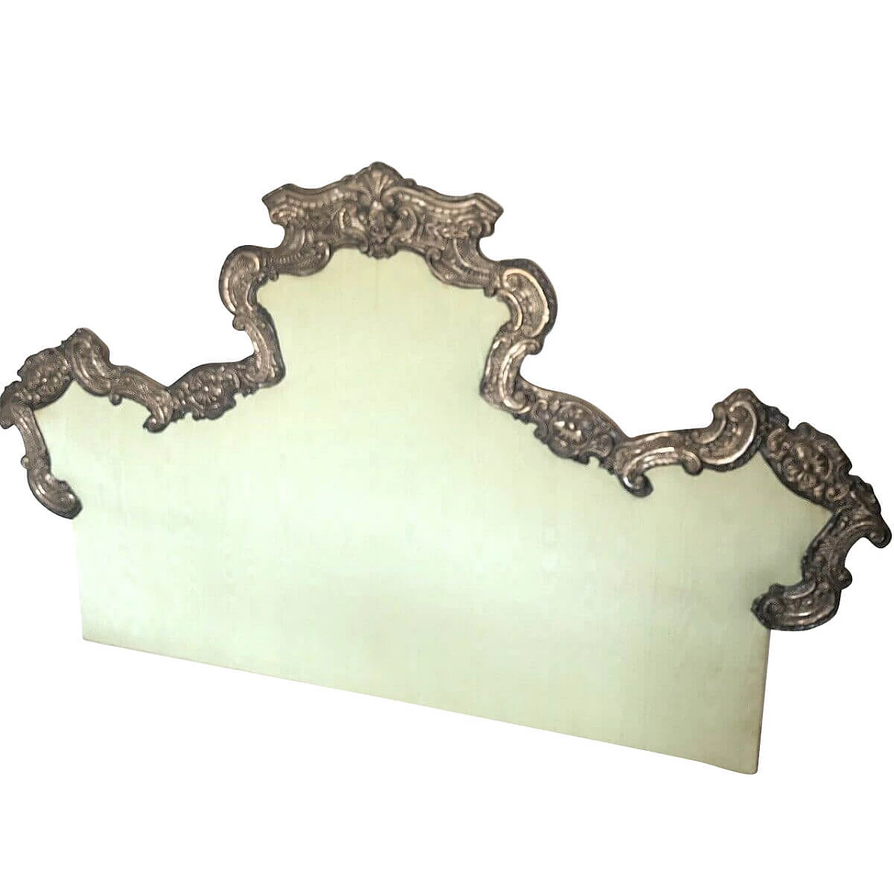 Testata letto matrimoniale in stile Barocco in foglia d'argento, anni '20 1176404