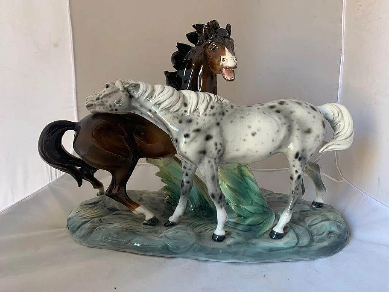 Ceramic sculpture of 2 horses by Ronzan, 1940s 1176517