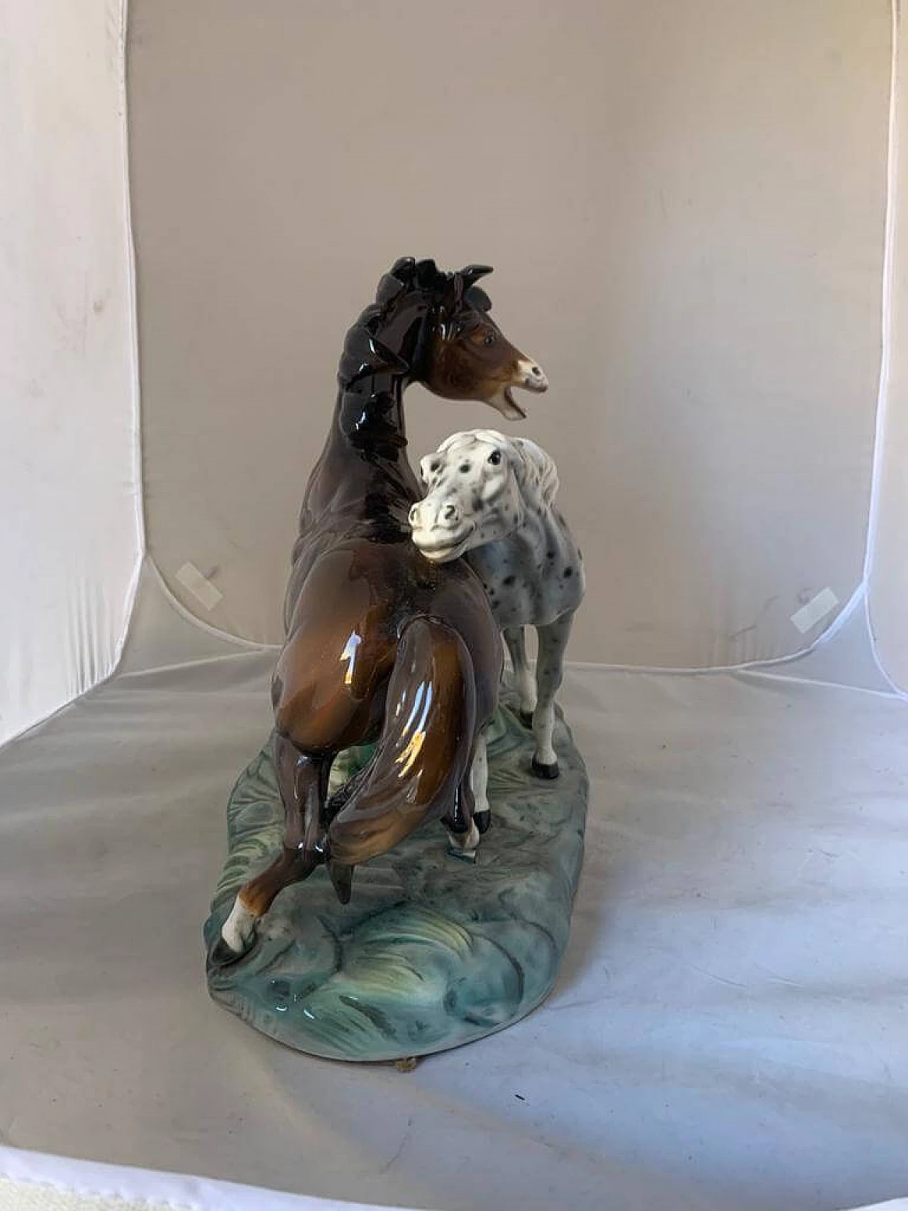 Ceramic sculpture of 2 horses by Ronzan, 1940s 1176518