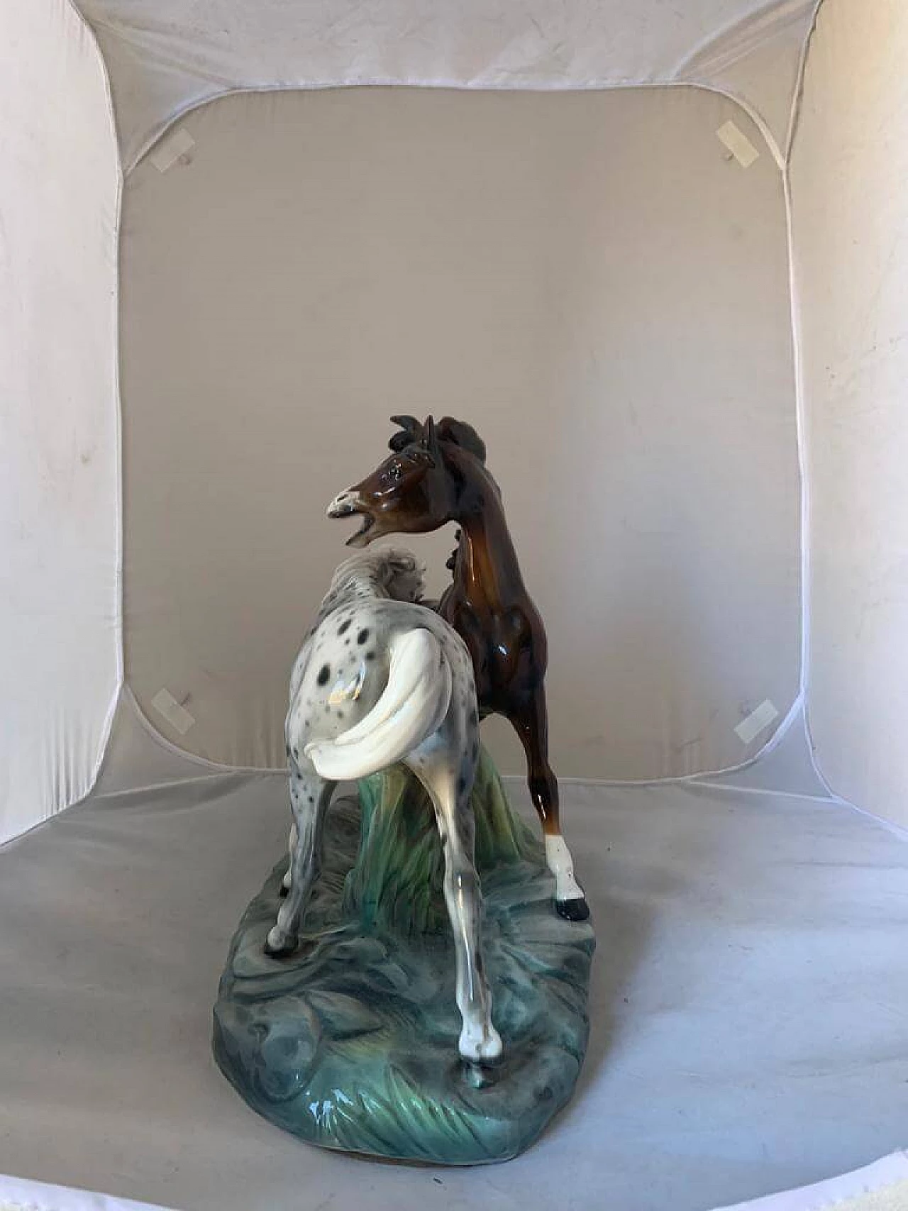 Ceramic sculpture of 2 horses by Ronzan, 1940s 1176519