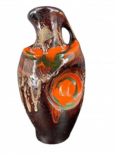 Abstract vase in polychrome ceramic, 50s