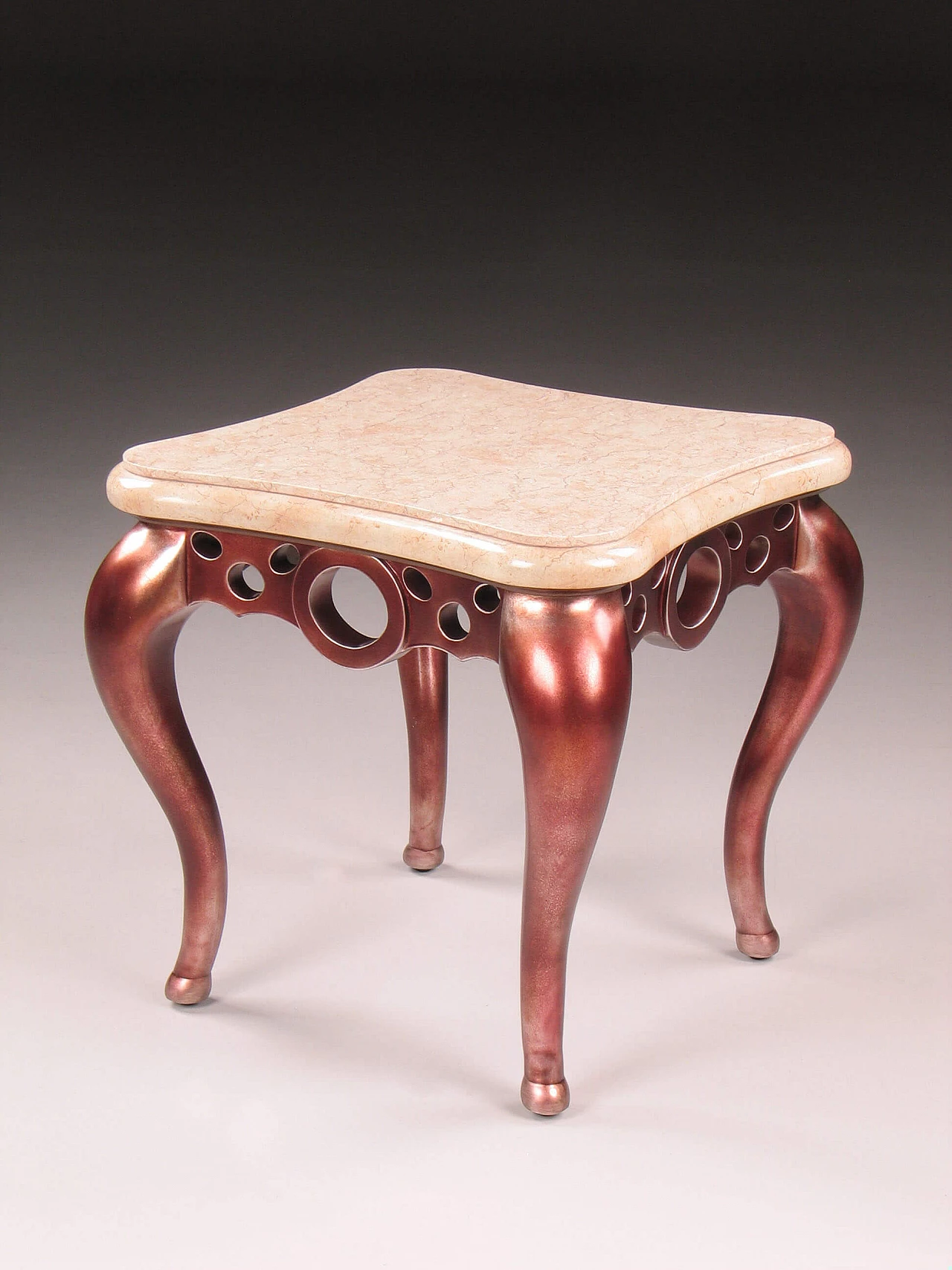 Tavolino da caffè in marmo rosa e metallo del gruppo Lam Lee, anni '90 1176547