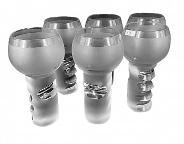 6 beveled Murano glass bubble glasses, 70s