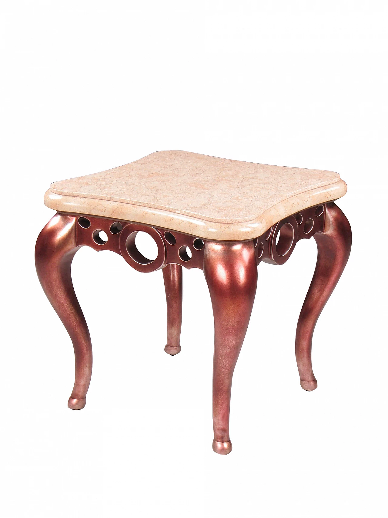 Tavolino da caffè in marmo rosa e metallo del gruppo Lam Lee, anni '90 1176580