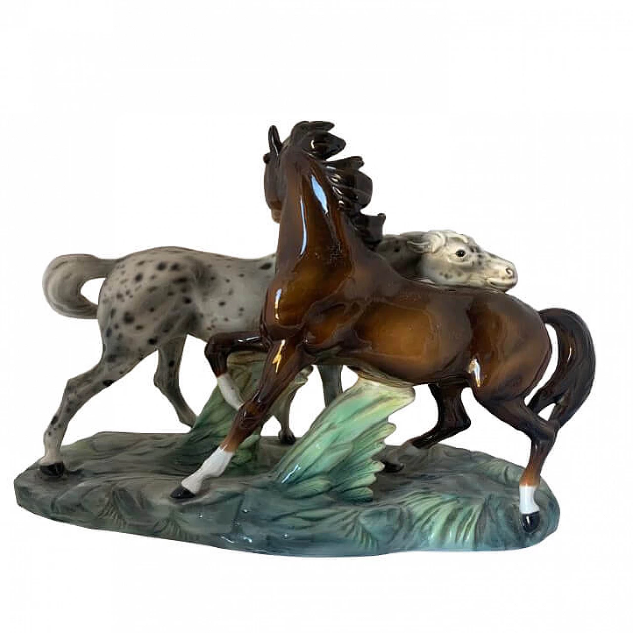 Ceramic sculpture of 2 horses by Ronzan, 1940s 1176587