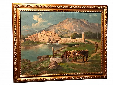 Neapolitan school painting oil on canvas signed R. Rianni, 19th century