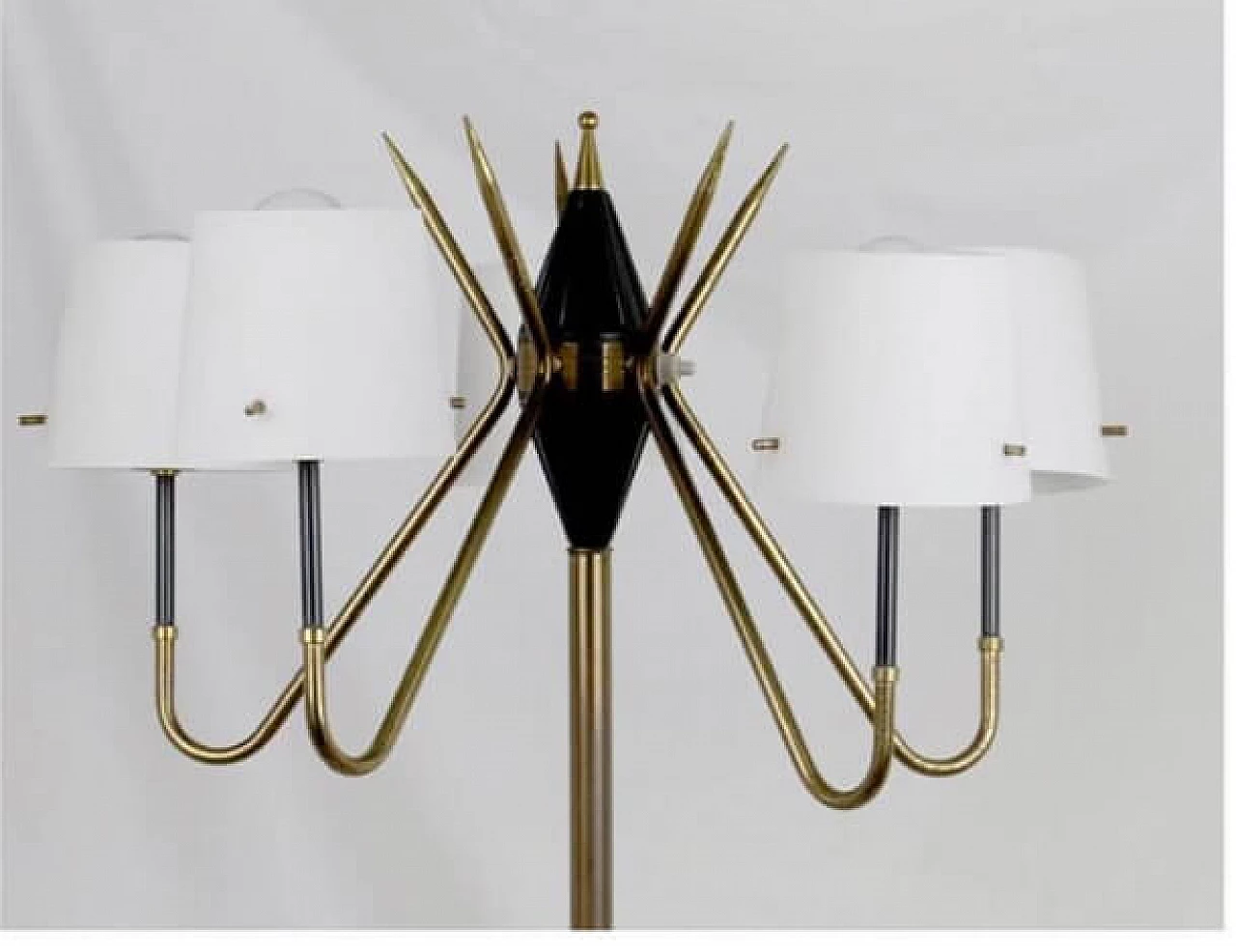 Marble, brass and opaline glass floor lamp, 50s 1176697