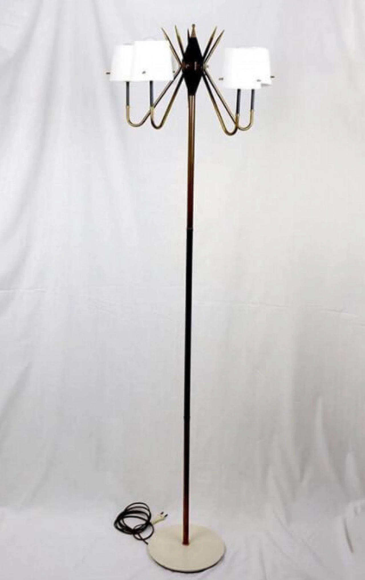 Marble, brass and opaline glass floor lamp, 50s 1176699