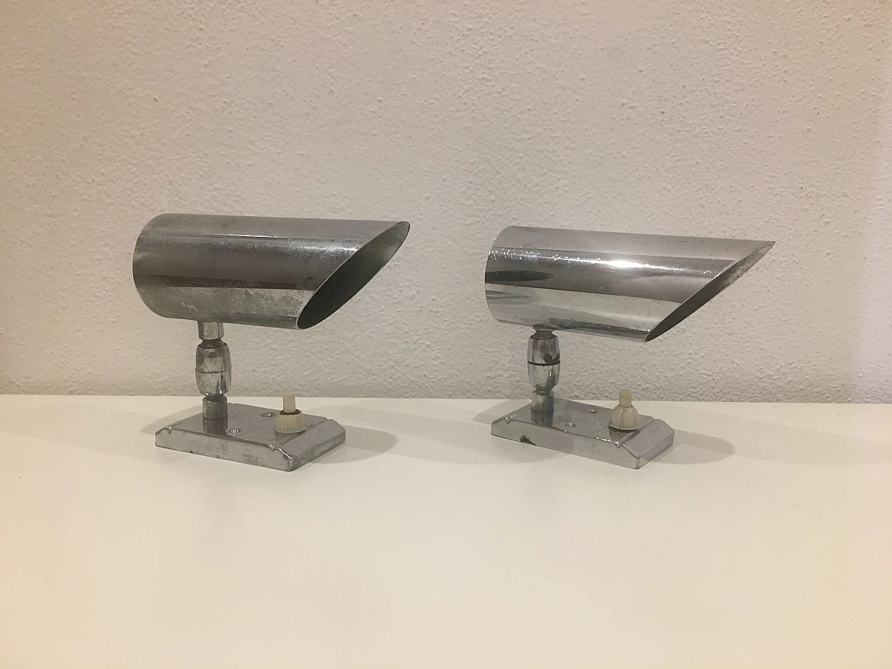 Pair of adjustable metal wall lamps, 70s 1176726