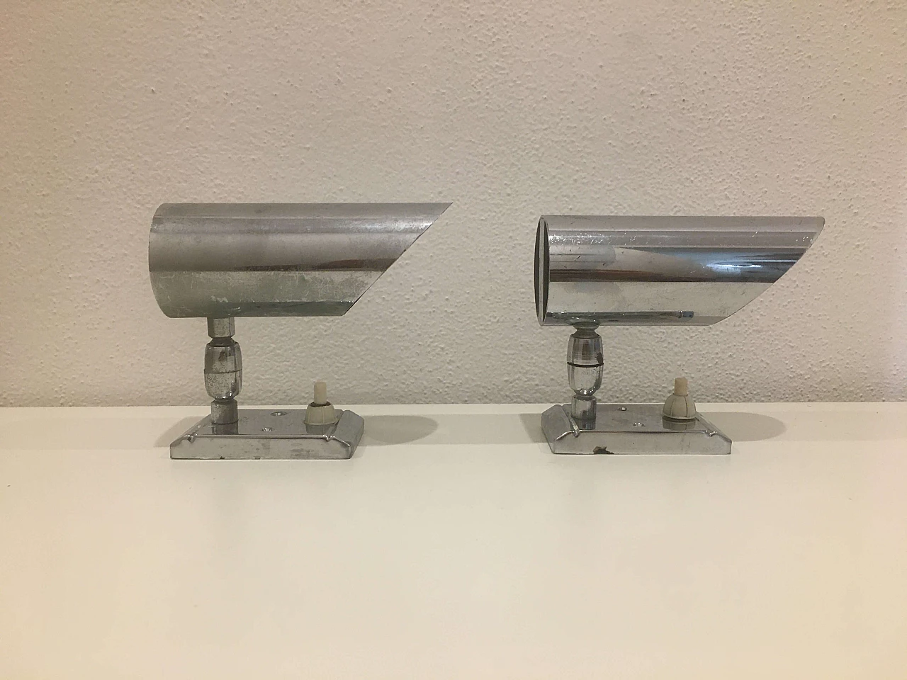 Pair of adjustable metal wall lamps, 70s 1176727