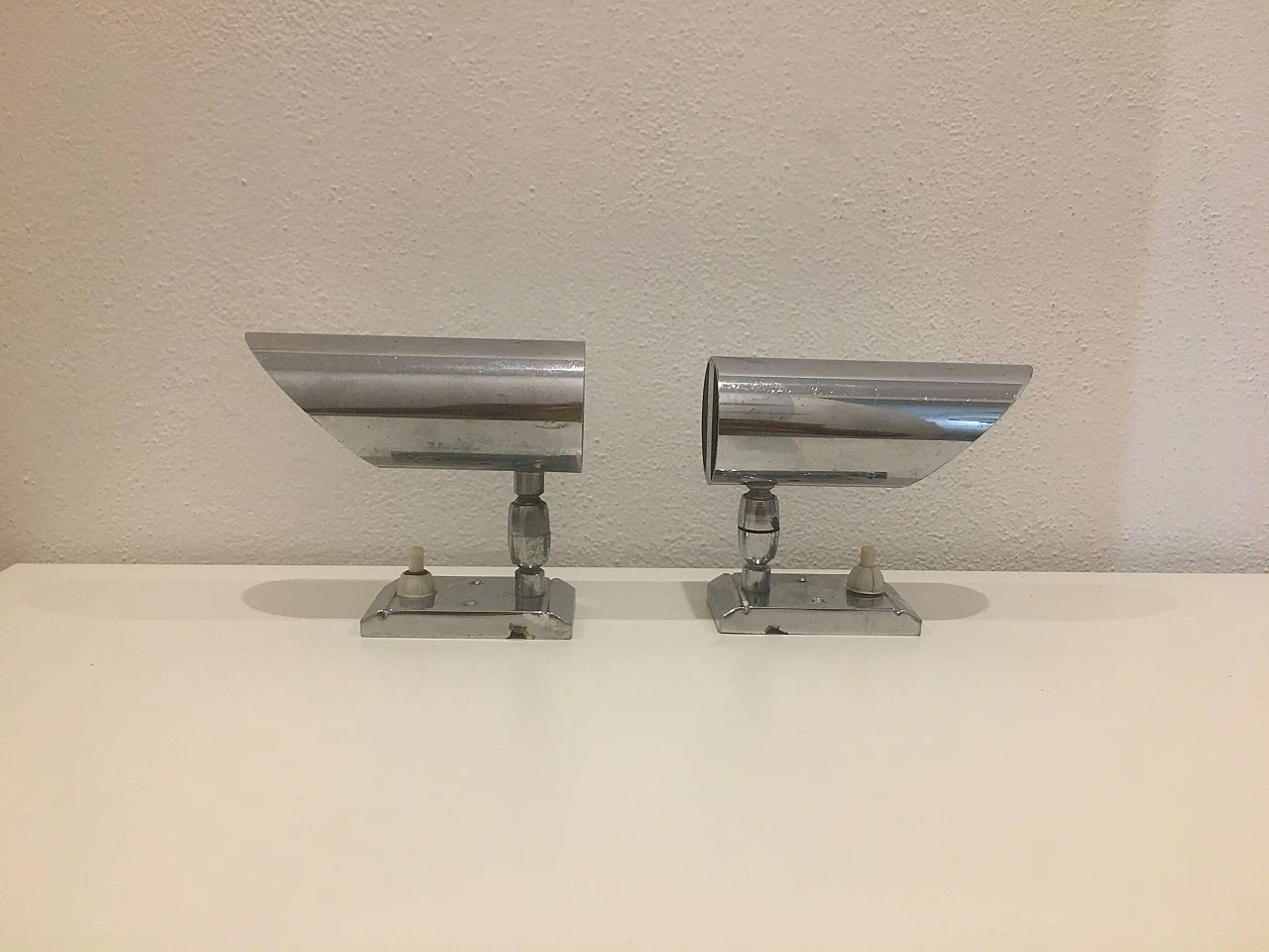 Pair of adjustable metal wall lamps, 70s 1176728