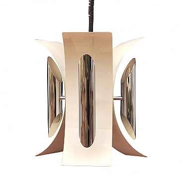 Chromed metal pendant lamp by Goffredo Reggiani, 1970s