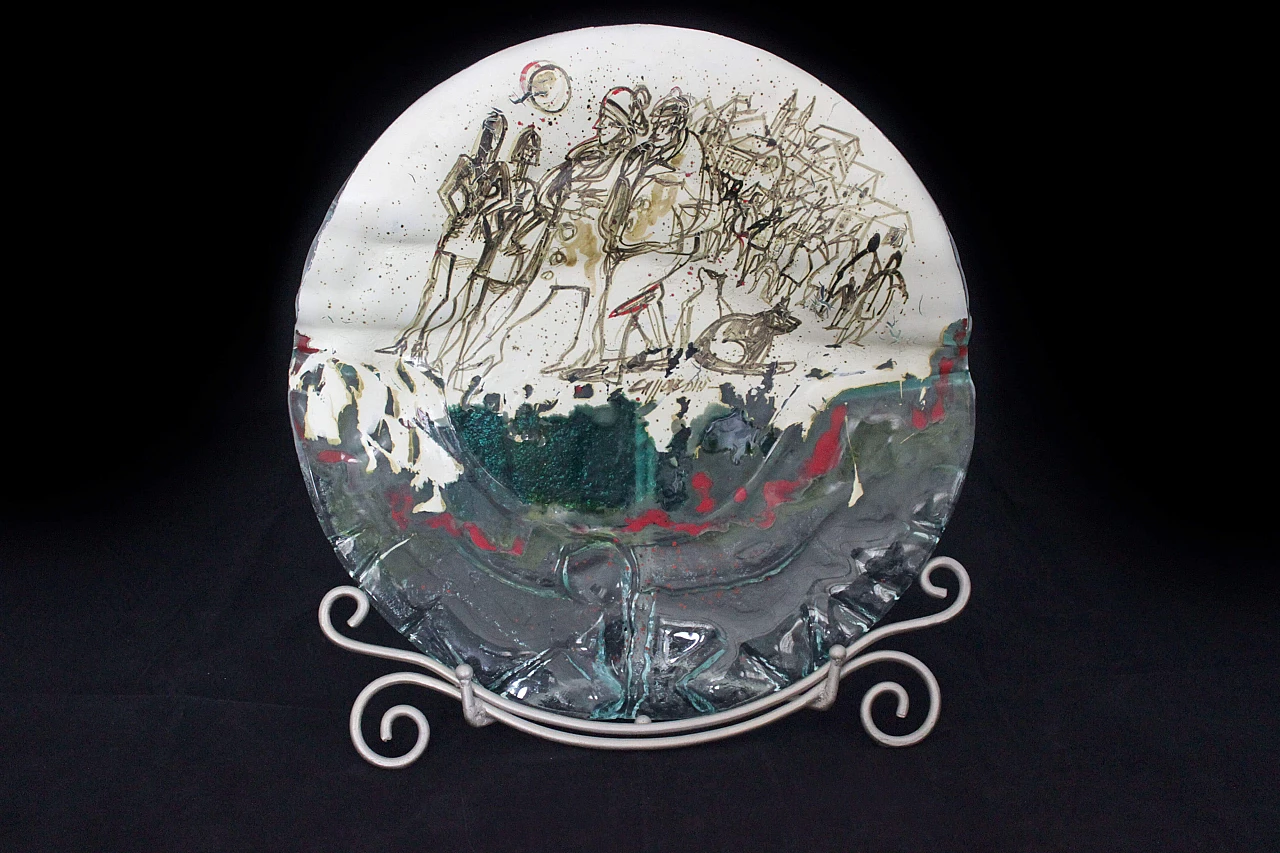 Vaso in vetro dipinto di Paolo Cupparoni per Curvet, anni '70 1176824