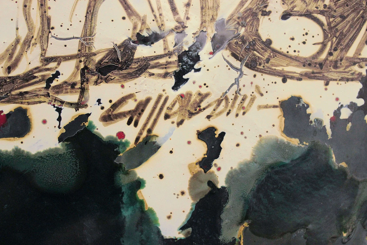 Vaso in vetro dipinto di Paolo Cupparoni per Curvet, anni '70 1176832