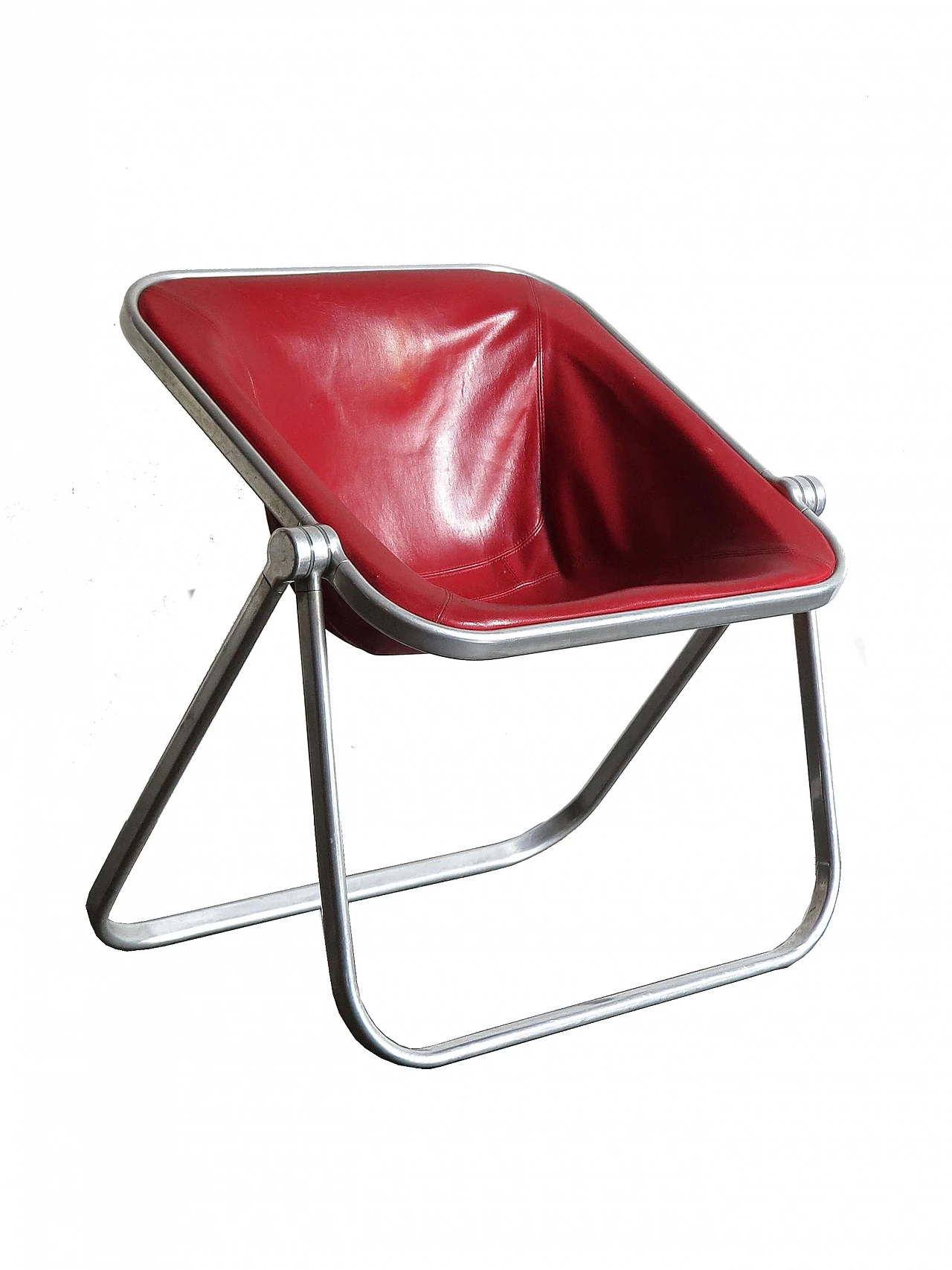Red leather armchair Plona by Giancarlo Piretti for Anonima Castelli, 1970 1176864