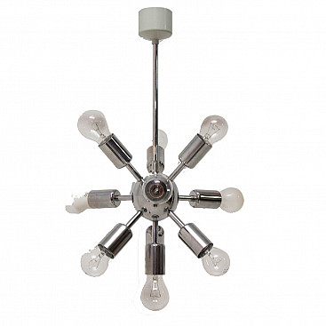 Space Age ten arms chromed Sputnik chandelier, 60s