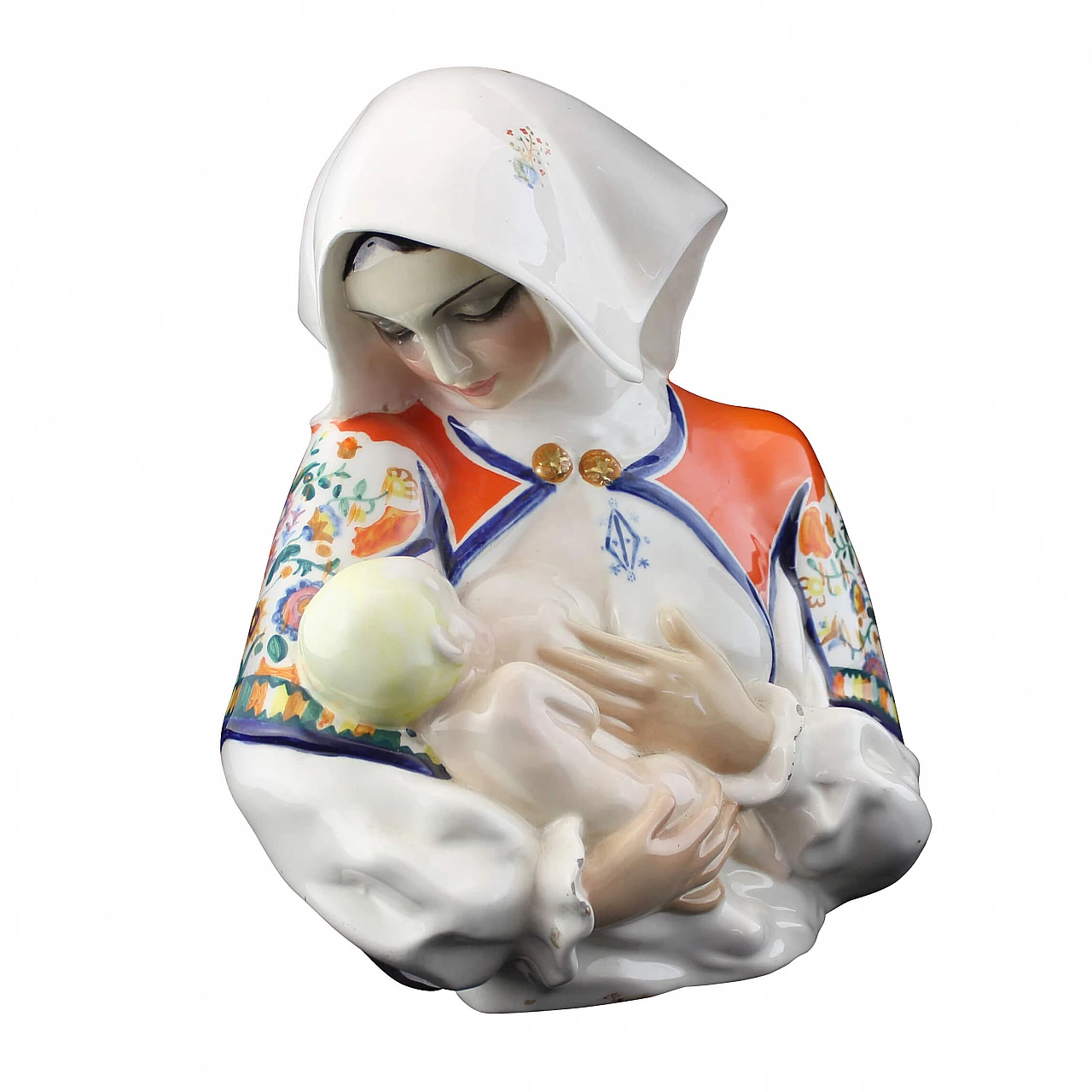 Statuetta in ceramica di una mamma con bambino di Sandro Vacchetti 1177037