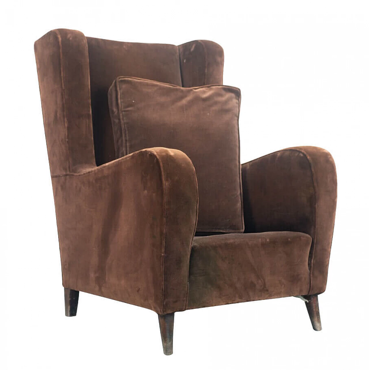 Bergè armchair in brown velvet, 1950s 1177058