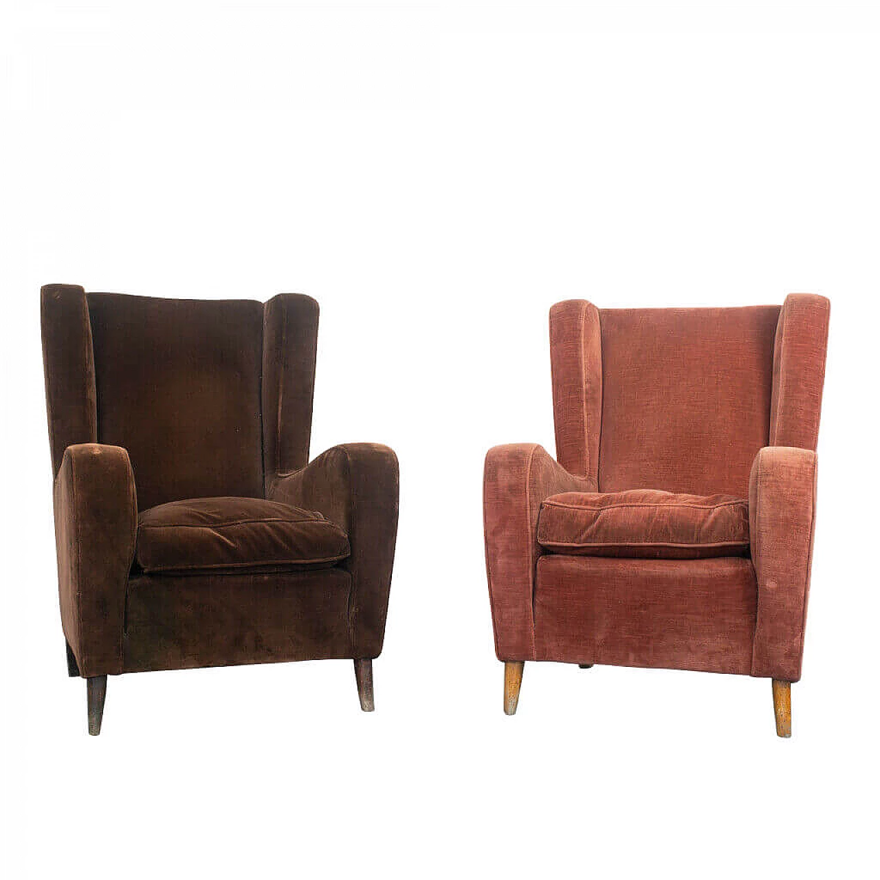 Pair of Bergè armchair in velvet, 1950s 1177063