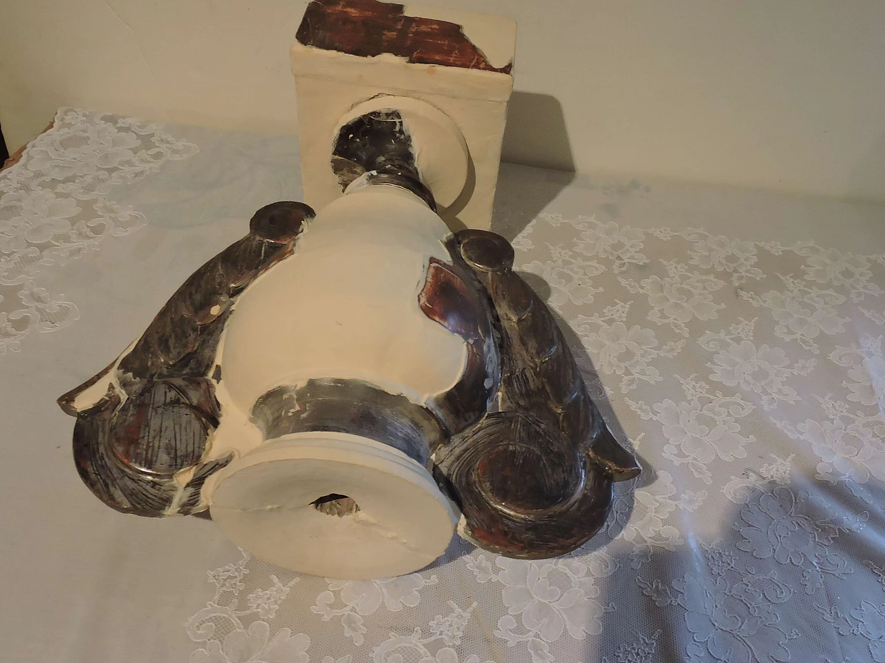 Pair of palmieri in wood and silver leaf, '700 1177090