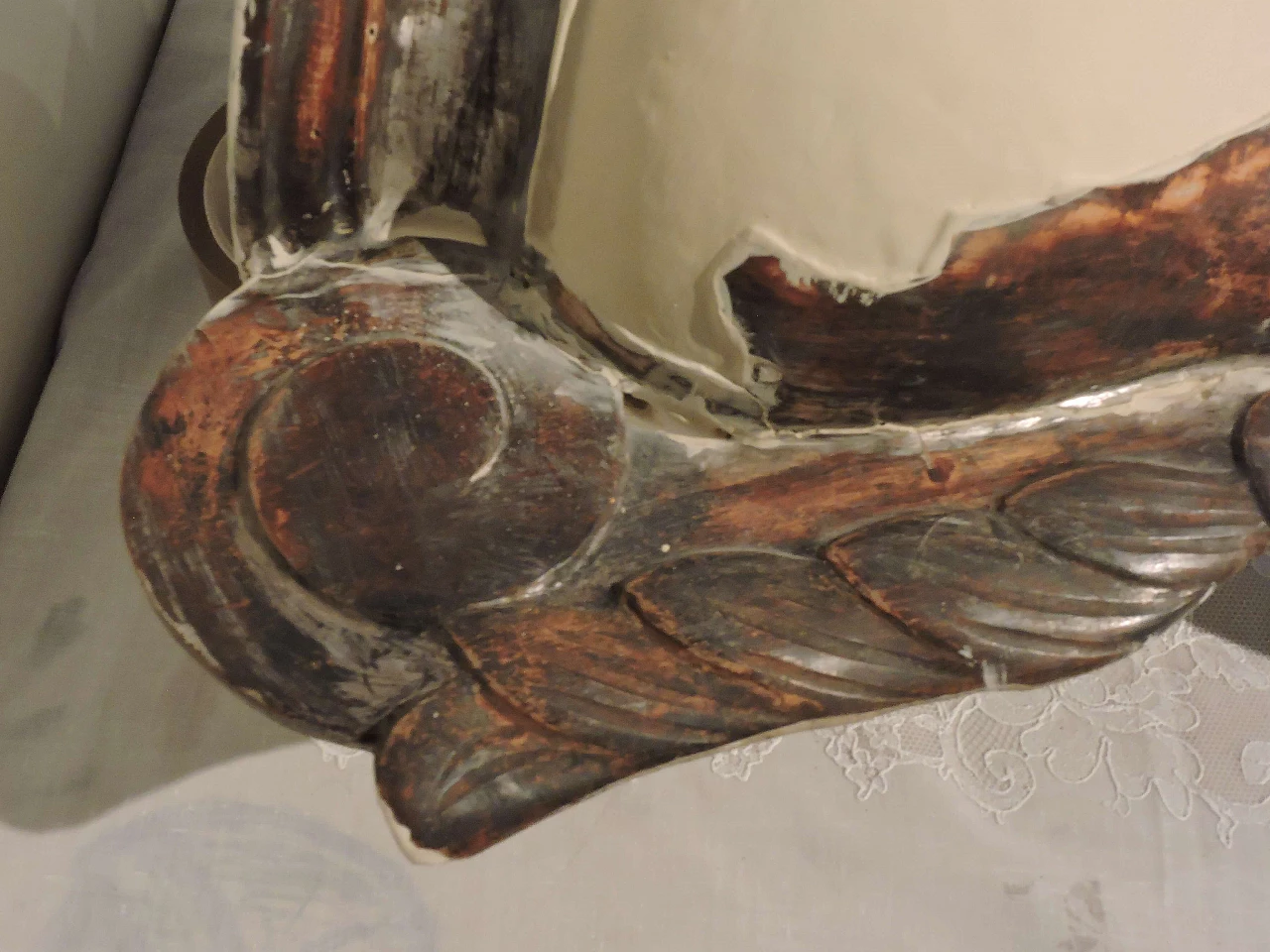 Pair of palmieri in wood and silver leaf, '700 1177092