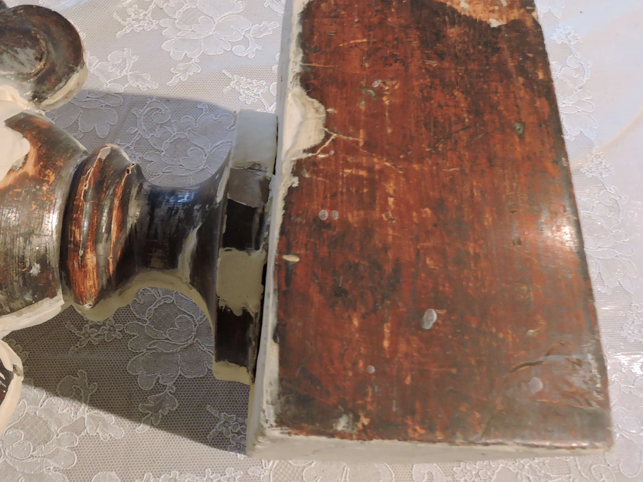 Pair of palmieri in wood and silver leaf, '700 1177095