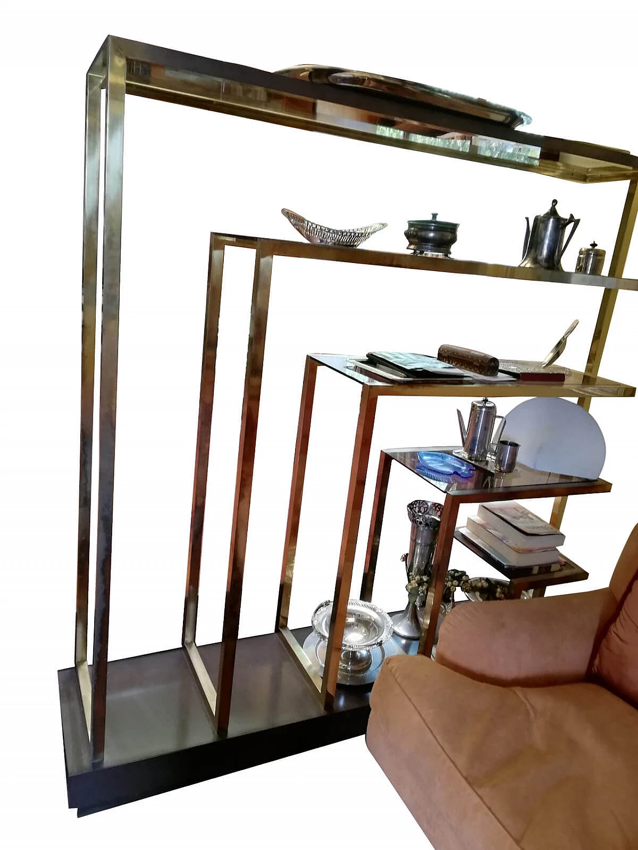 Crystal and brass bookcase by Romeo Rega, 70s 1177670