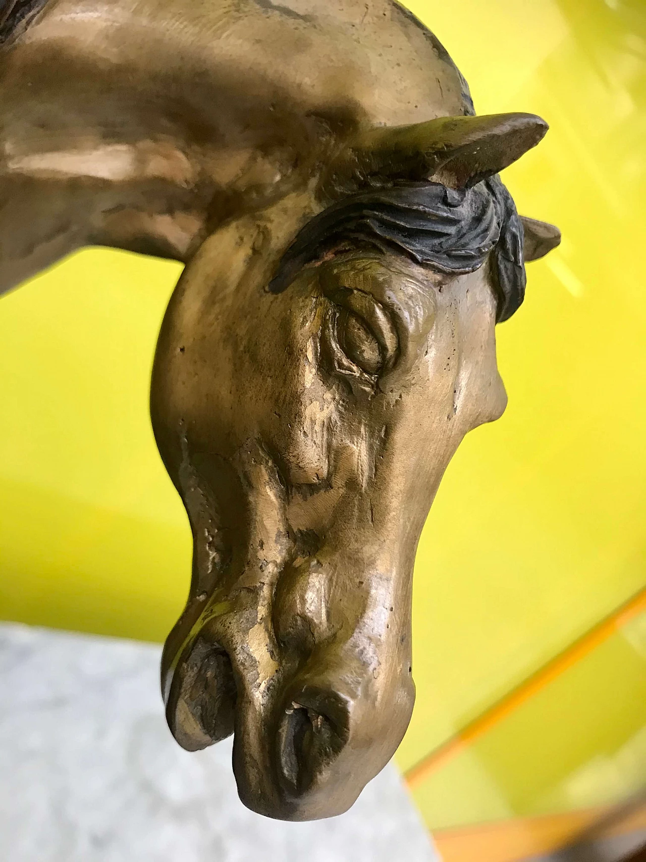 P.J.Mêne, gilded and burnished bronze sculpture of a "Horse" with black marble base, original 19th century 1177736