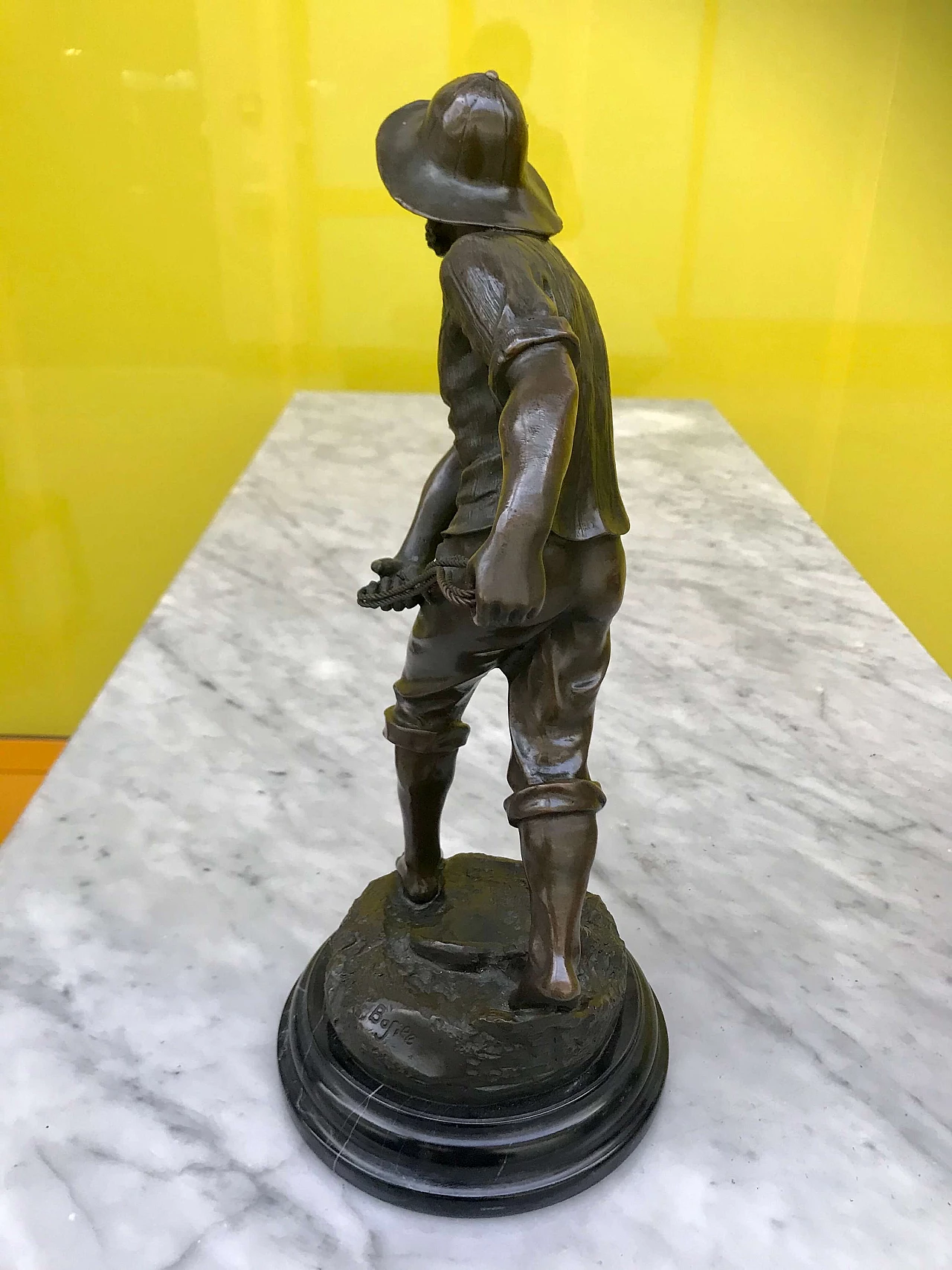 Antoine Bofill, sculpture of sailor in burnished bronze on marble base, 1910s 1177747