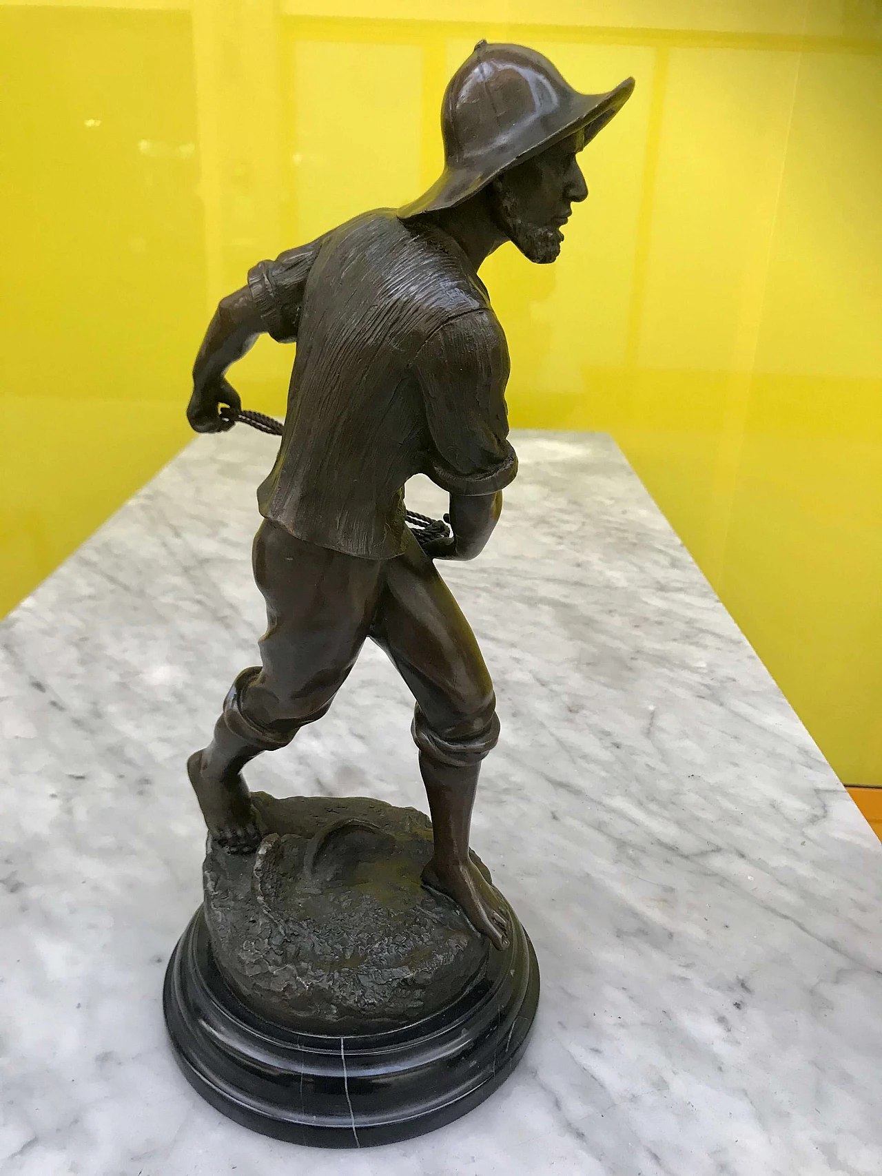 Antoine Bofill, sculpture of sailor in burnished bronze on marble base, 1910s 1177749