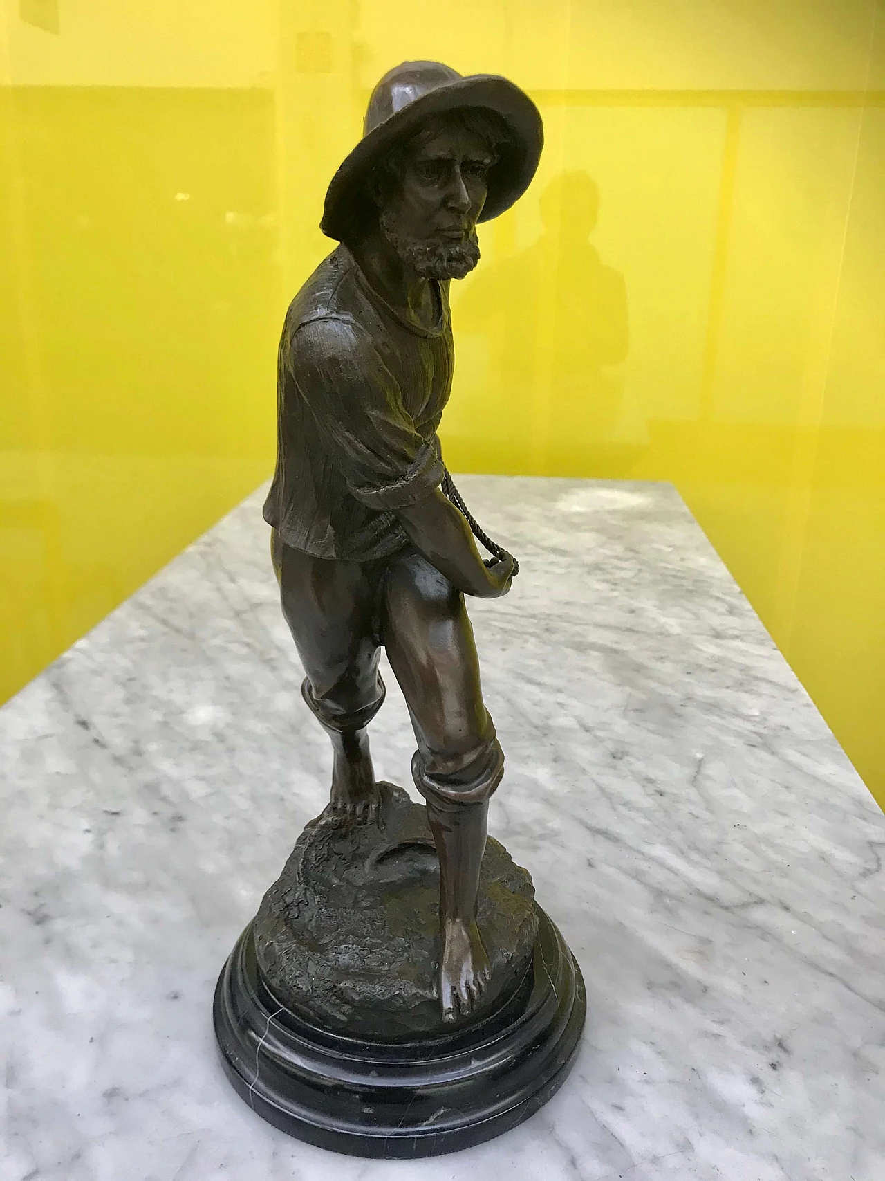 Antoine Bofill, sculpture of sailor in burnished bronze on marble base, 1910s 1177750