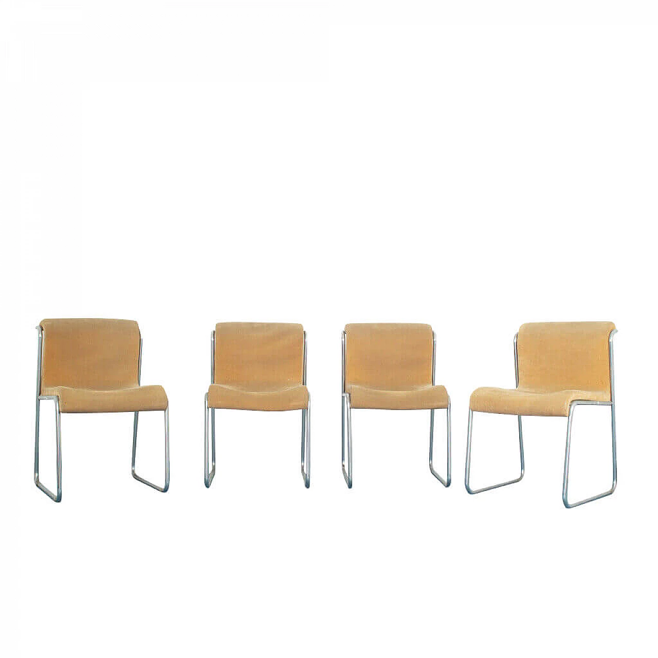 4 chairs in tubular steel and alcantara, 70s 1178007