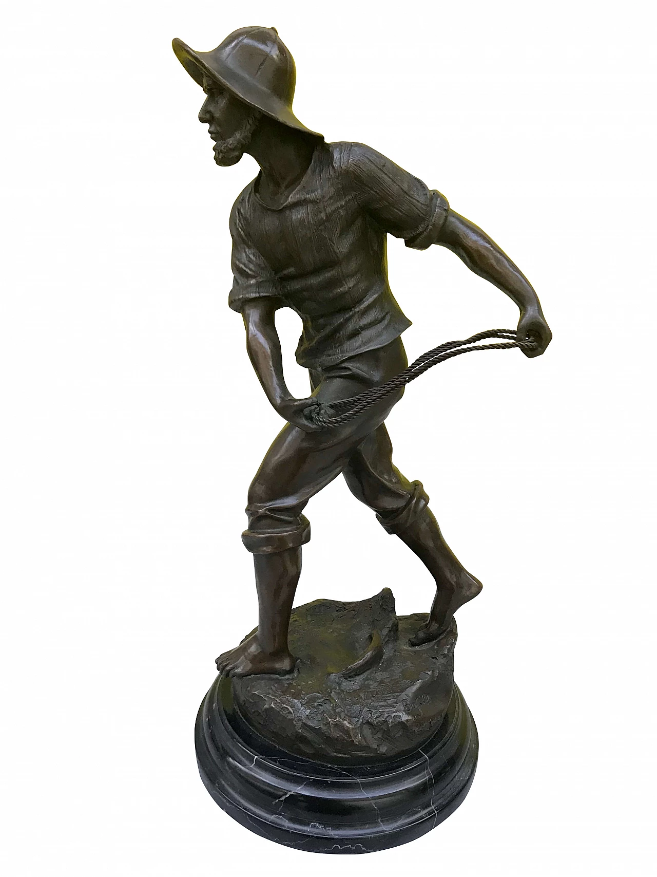 Antoine Bofill, sculpture of sailor in burnished bronze on marble base, 1910s 1178053