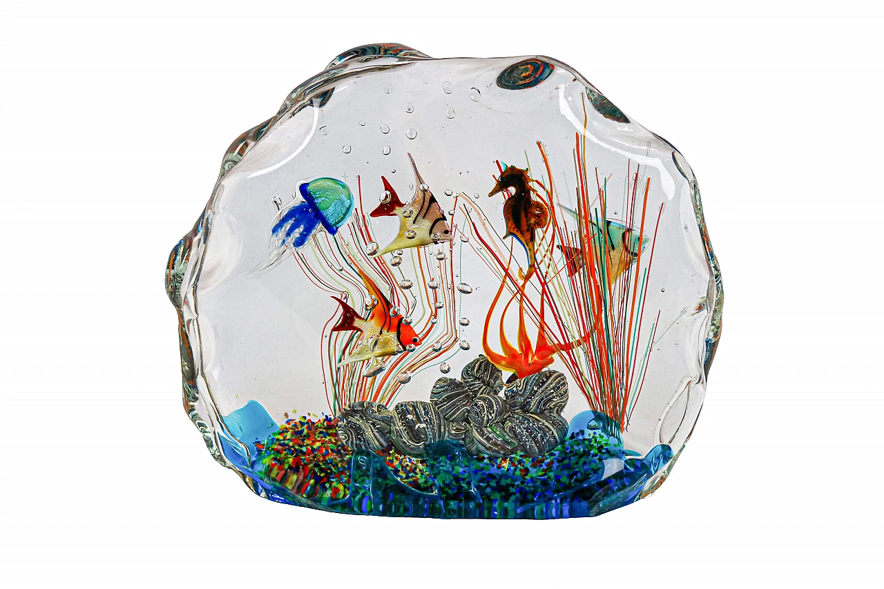Scultura con pesci in vetro di Murano firmato Diego Costantini, 2000 1178080