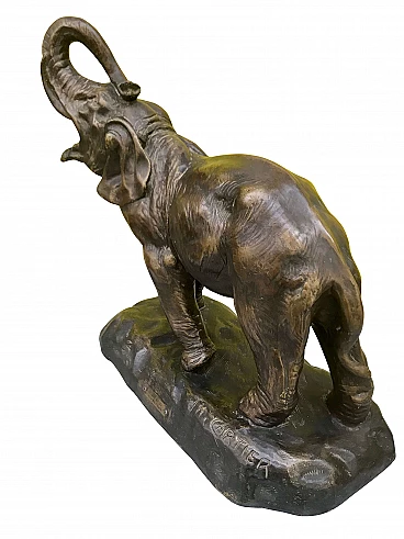 Thomas François Cartier  sculpture Elephant en furiè signed sculpture in patinated terracotta, beginning of the 20th century