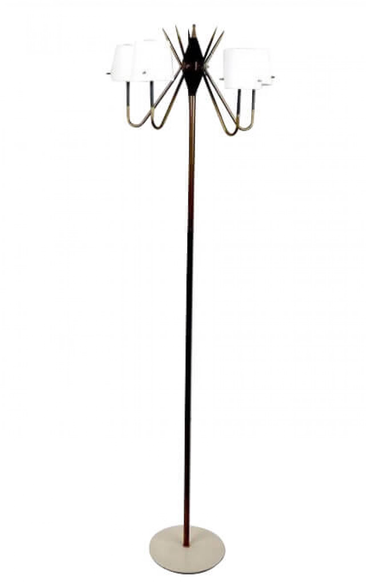 Marble, brass and opaline glass floor lamp, 50s 1178243