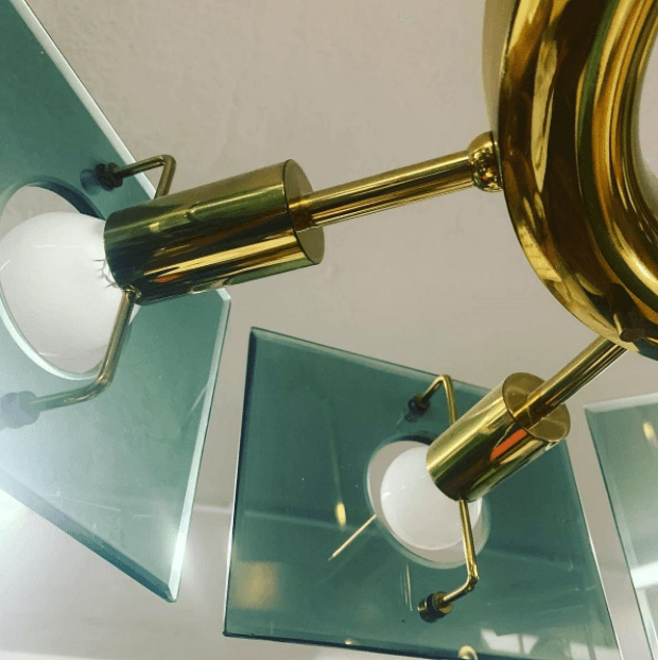 Brass and glass italian chandelier by Gino Paroldo for Dino Dei, 50s 1178359