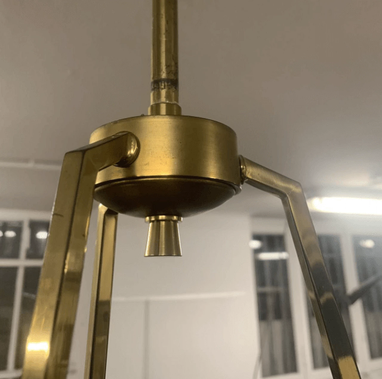 Brass and glass italian chandelier by Gino Paroldo for Dino Dei, 50s 1178361