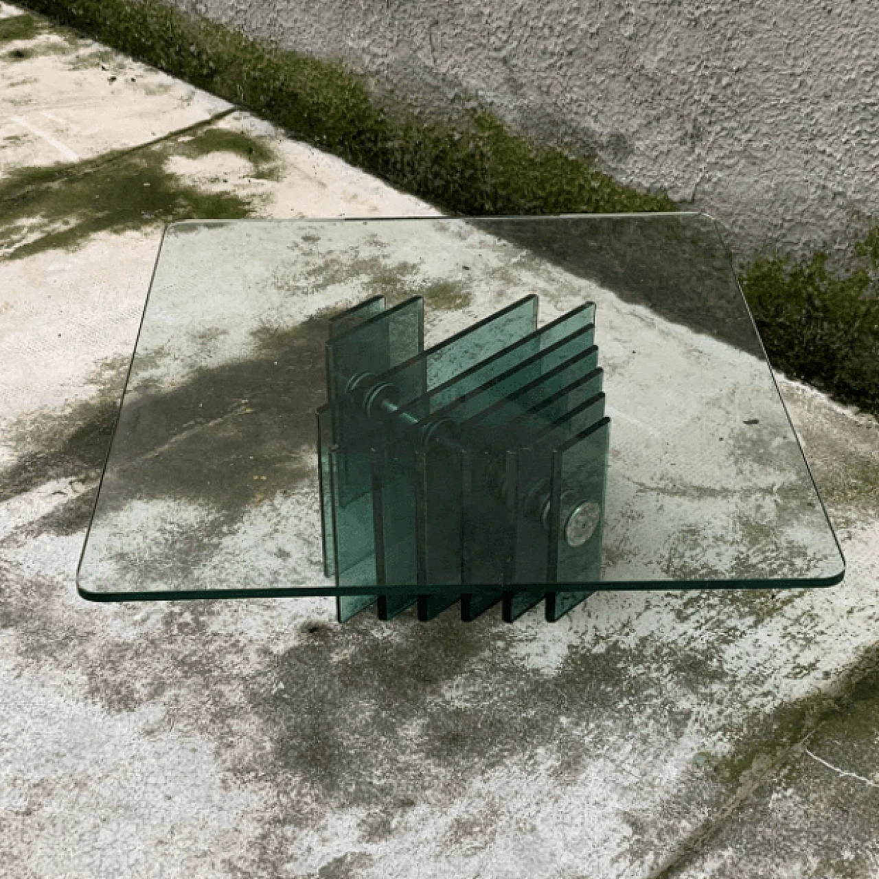 Italian glass coffee table in the style of Gallotti and Radice, 70s 1178362